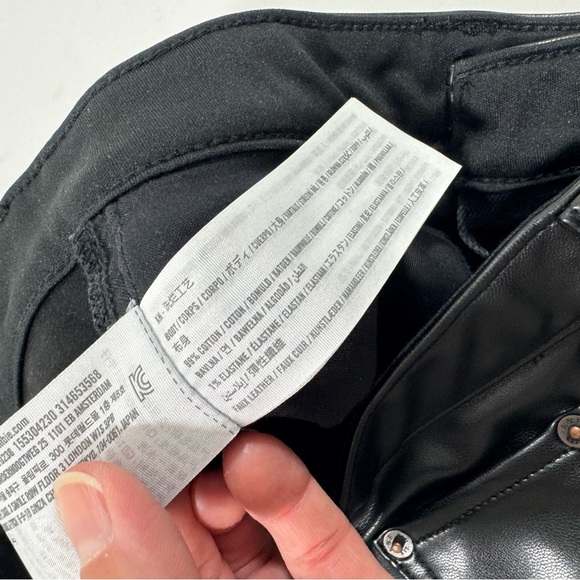 Abercrombie 90s Relaxed Jeans High Rise Mixed Material Faux Leather - Picture 7 of 11